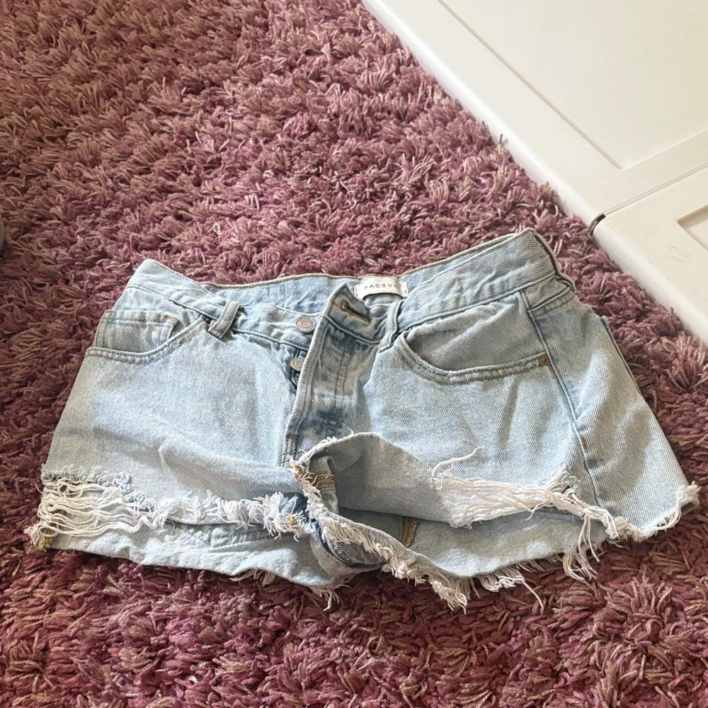 Zara Light Blue Distressed Jean Shorts